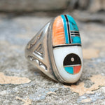 Vintage Sterling Zuni Inlay Ring 10
