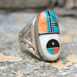 Vintage Sterling Zuni Inlay Ring 10