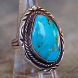 Chunky Vintage Sterling Turquoise Roper Ring 8.25