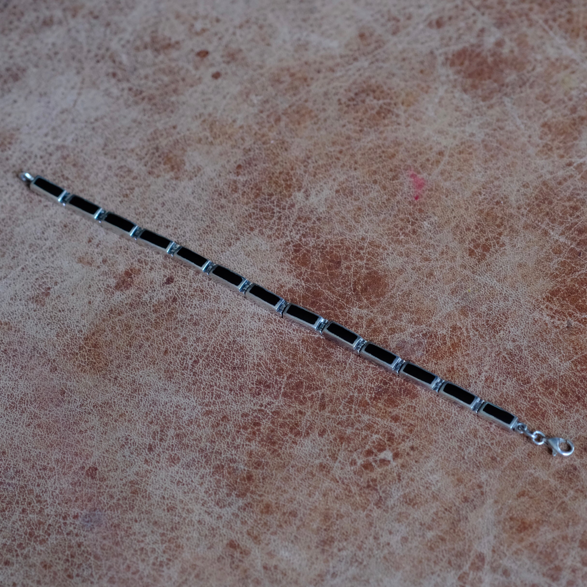 Vintage Sterling Onyx Link Bracelet