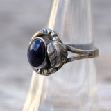 Vintage Sterling Lapis Feather Feather Ring 6