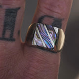 Vintage Sterling Abalone Inlay Striper Ring 12.5