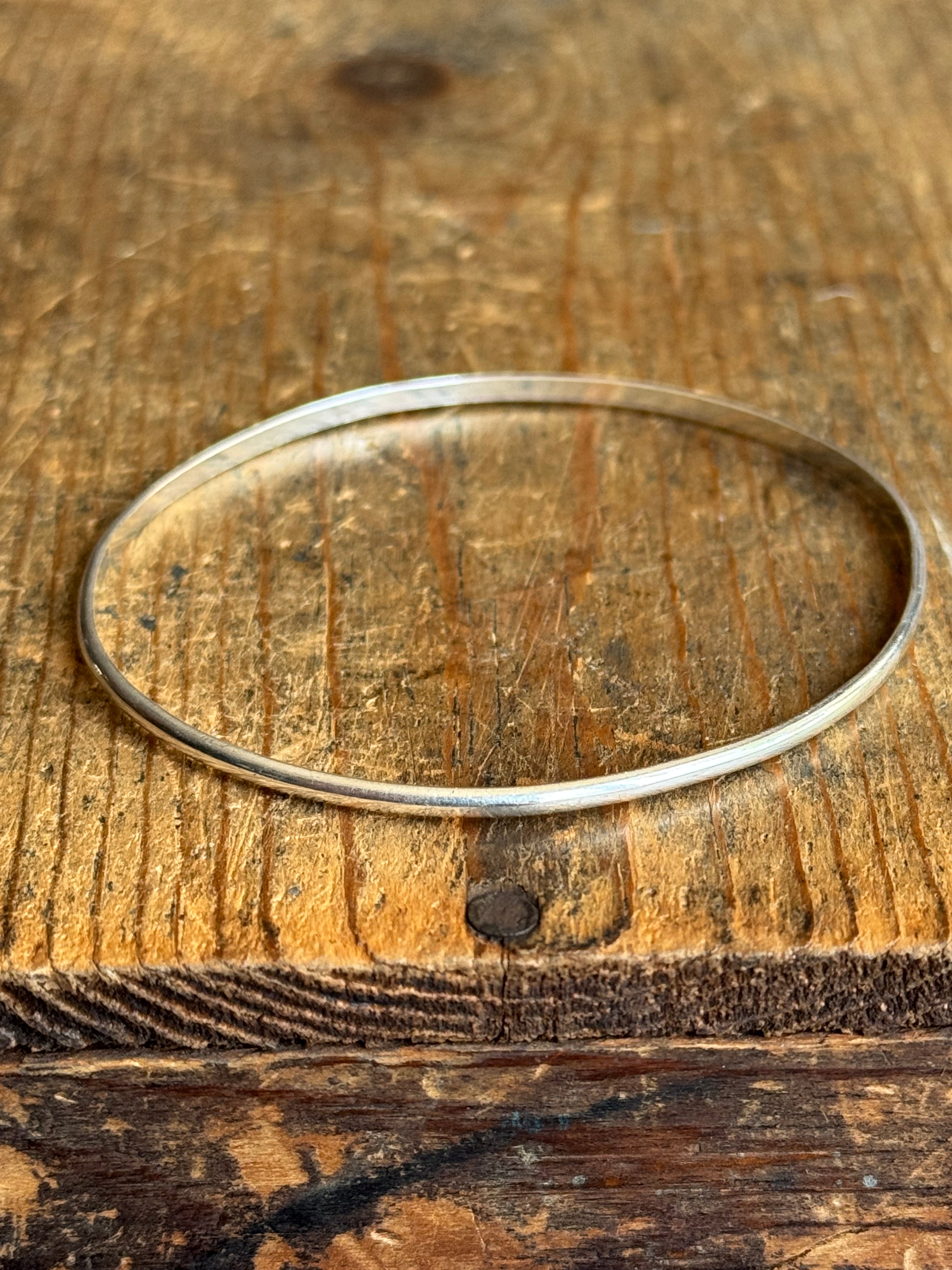 Vintage Sterling Silver Half Round Bangle