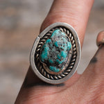 Vintage Sterling Turquoise Roper Ring 6