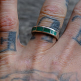 Vintage Sterling Turquoise Inlay Band 8.25