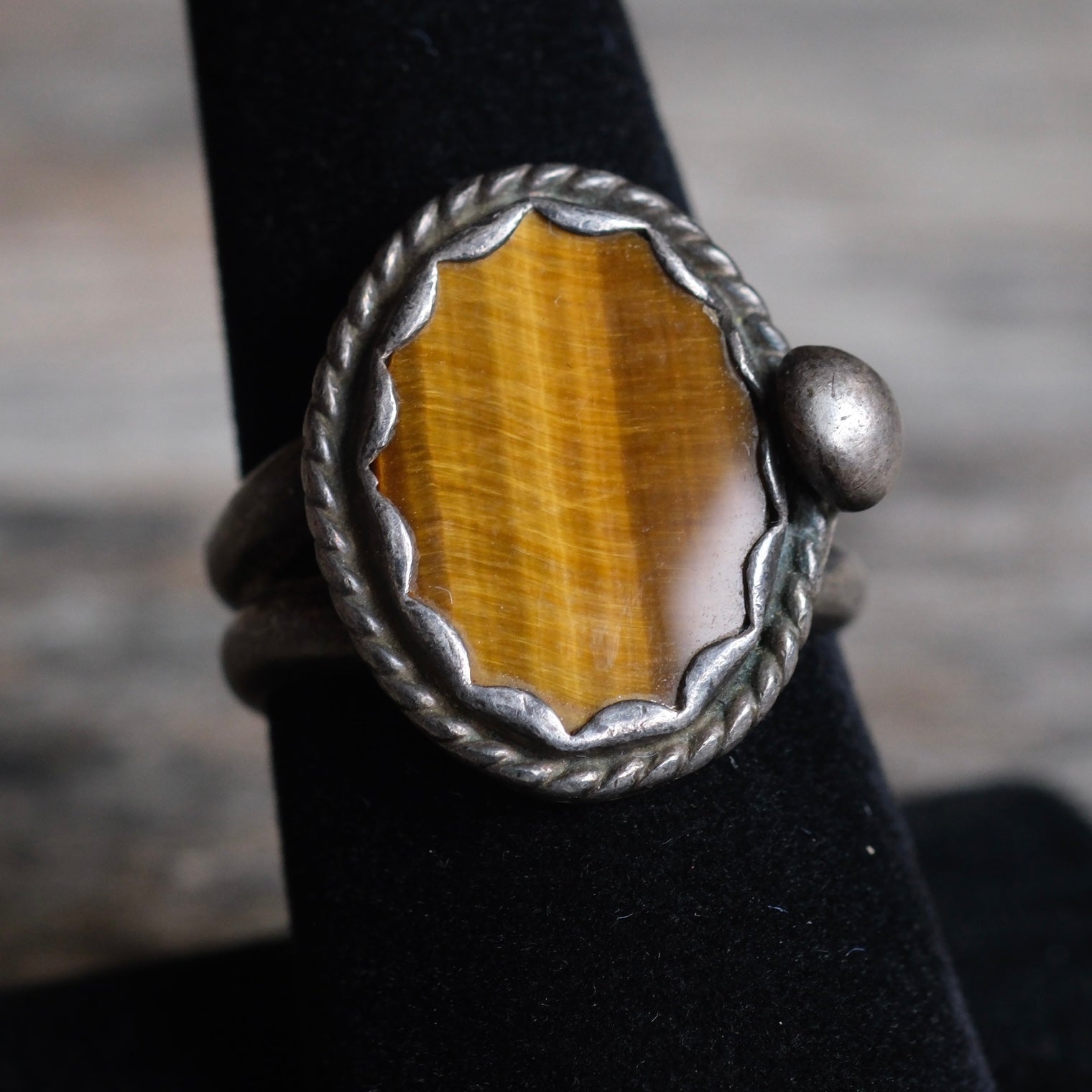 Vintage Sterling Tigers Eye Ring 8.25