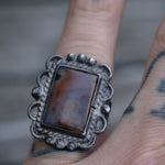 Vintage Sterling Agate Ring 5