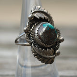 Vintage Sterling Turquoise Feather Ring 7