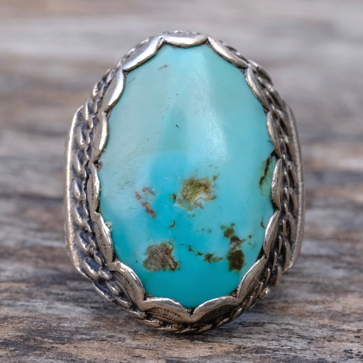 Vintage Sterling Turquoise Ring 8.75