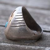 Vintage Sterling Turquoise Bear Paw Ring 10.5