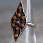 Vintage Sterling Coral Cluster Ring 6