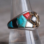 Vintage Sterling Multistone Inlay CZ Ring 10