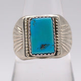 Vintage Sterling Turquoise Stamped Band Ring 8.25