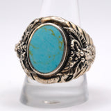 Vintage Sterling Turquoise Floral Ring 11