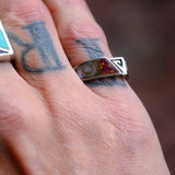 Vintage Sterling Abalone Inlay Tribal Ring 7.75