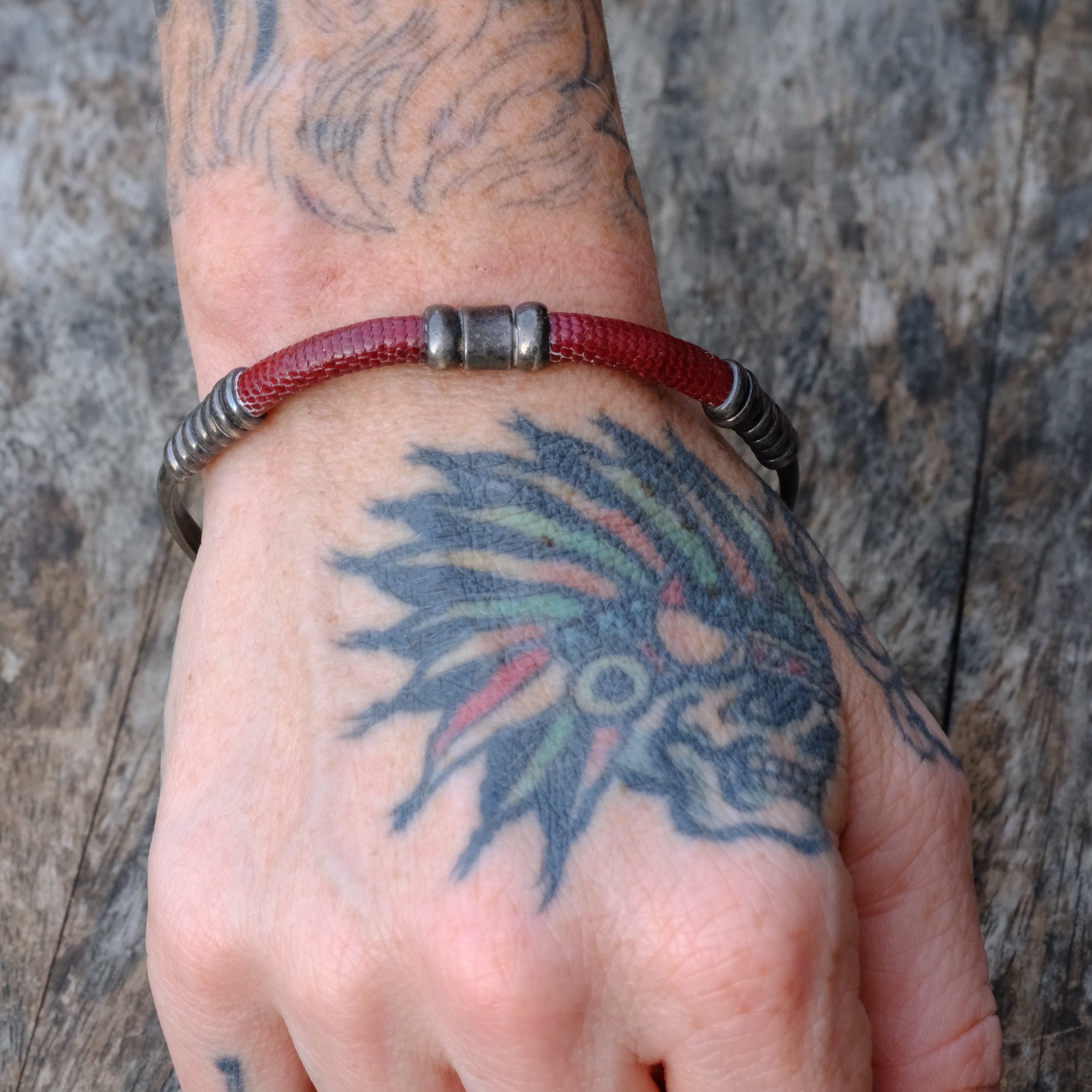 Vintage Sterling Silver and Leather Cuff Bracelet