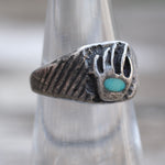 Vintage Sterling Turquoise Bear Paw Ring 5.75