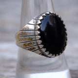 Vintage Sterling Onyx Ring 8.75