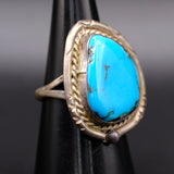 Vintage Sterling Turquoise Roper Ring 6.75