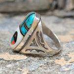 Vintage Sterling Zuni Inlay Ring 10