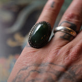 Vintage Sterling Jade Roper Ring 6.75