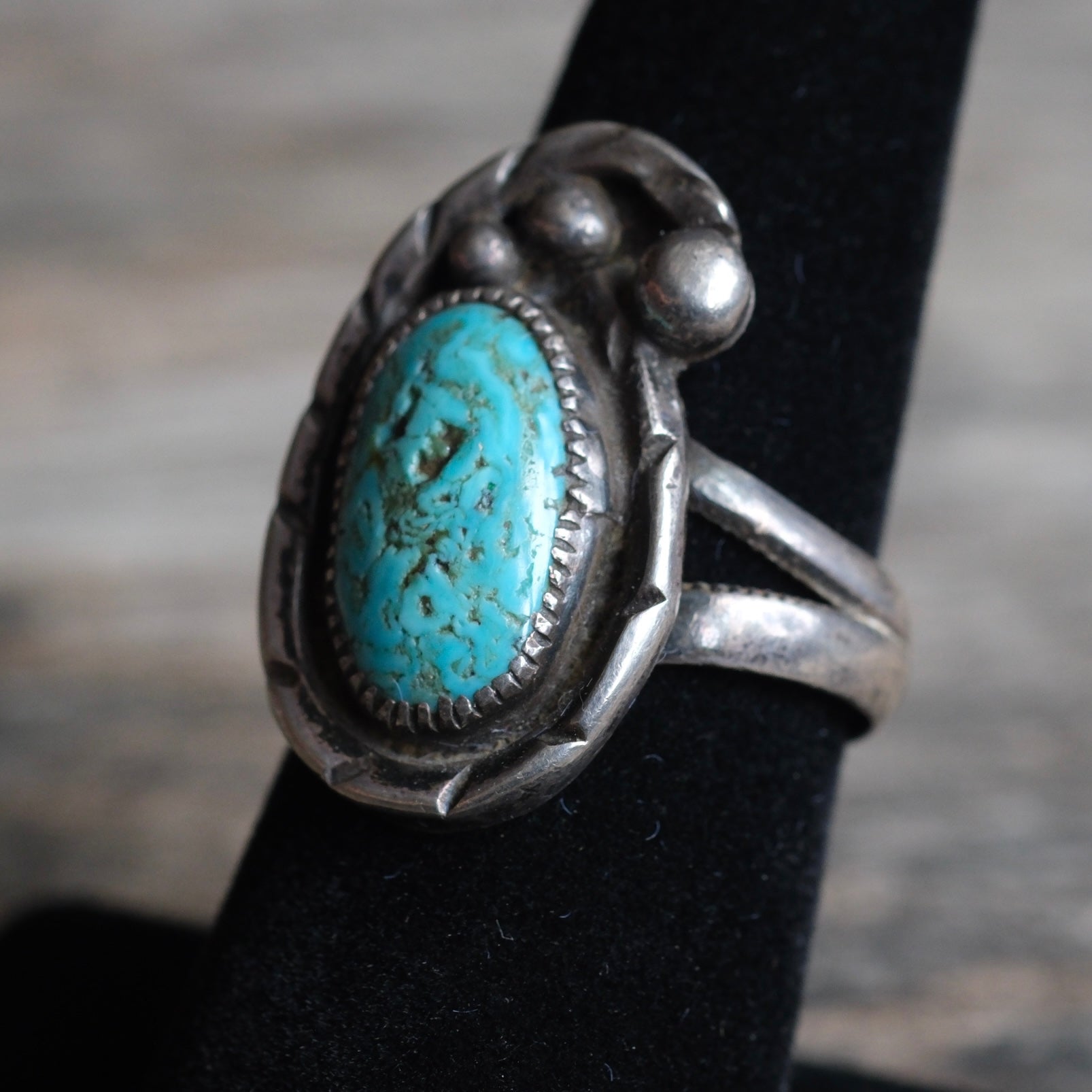 Vintage Sterling Turquoise Ring 7.25