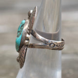 Vintage Sterling Turquoise Feather Ring 5.75