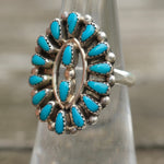 Vintage Sterling Turquoise Cluster Ring 5.75