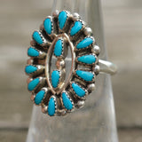 Vintage Sterling Turquoise Cluster Ring 5.75