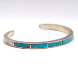 Vintage Sterling Turquoise Inlay Cuff Bracelet 6.25"