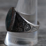 Vintage Sterling Crushed Turquoise Inlay Thunderbird Ring 11