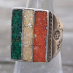 Vintage Sterling Crushed Inlay Stamped Band Ring 7