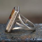 Vintage Sterling Agate Roper Ring 5.25