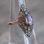 Vintage Sterling Amethyst Marcasite Ring 6