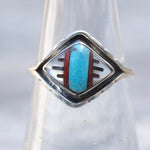 Vintage Sterling Zuni Inlay Band 6.75