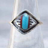Vintage Sterling Zuni Inlay Band 6.75