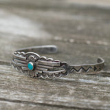Vintage Sterling Turquoise Thunderbird Cuff