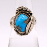 Vintage Sterling Turquoise Feather Ring 7