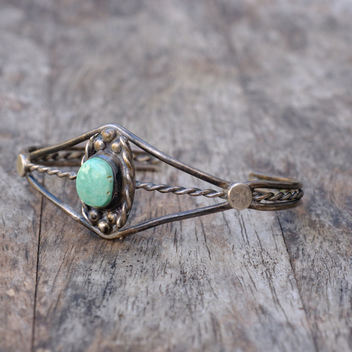Cuff Vintage Sterling Turquoise Rope Cuff Bracelet