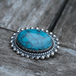 Vintage Sterling 50's Turquoise Brooch