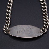 Vintage Sterling Military ID Bracelet 7"