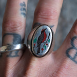 Vintage Sterling Inlaid Robin Ring 11