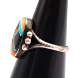 Vintage Sterling Multistone Inlay Ring 6.75