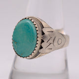 Vintage Sterling Turquoise Stamped Band Ring 9