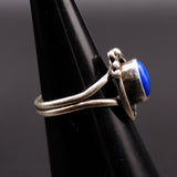 Vintage Sterling Lapis Feather Ring 5.5