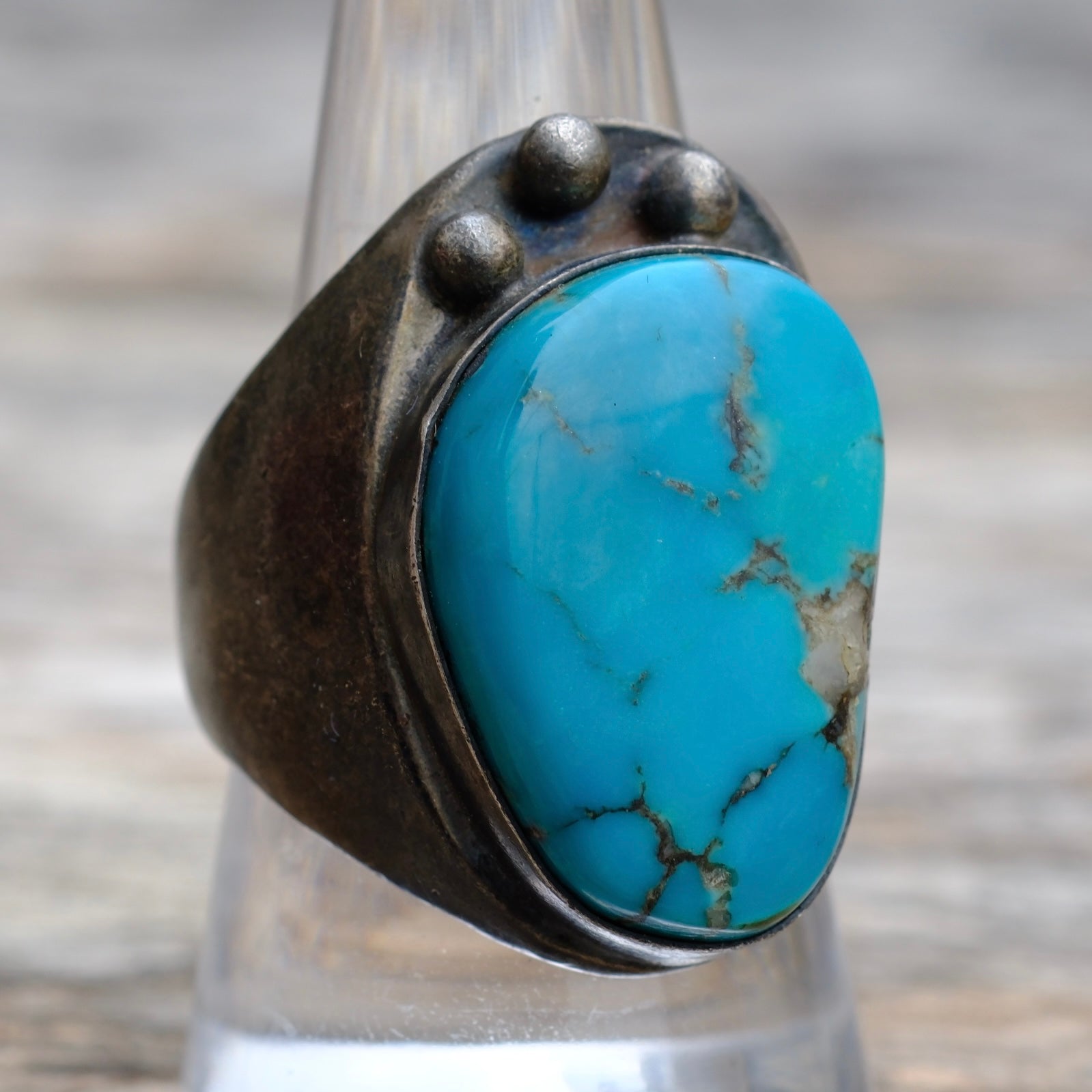 Vintage Sterling Turquoise Ring 9.75