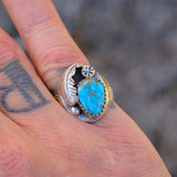 Vintage Sterling Turquoise Feather Ring 7.75