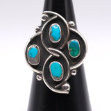 Vintage Sterling Turquoise Cluster Ring 6