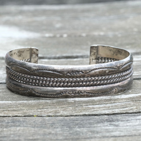 Vintage Sterling Silver Stamped Cuff