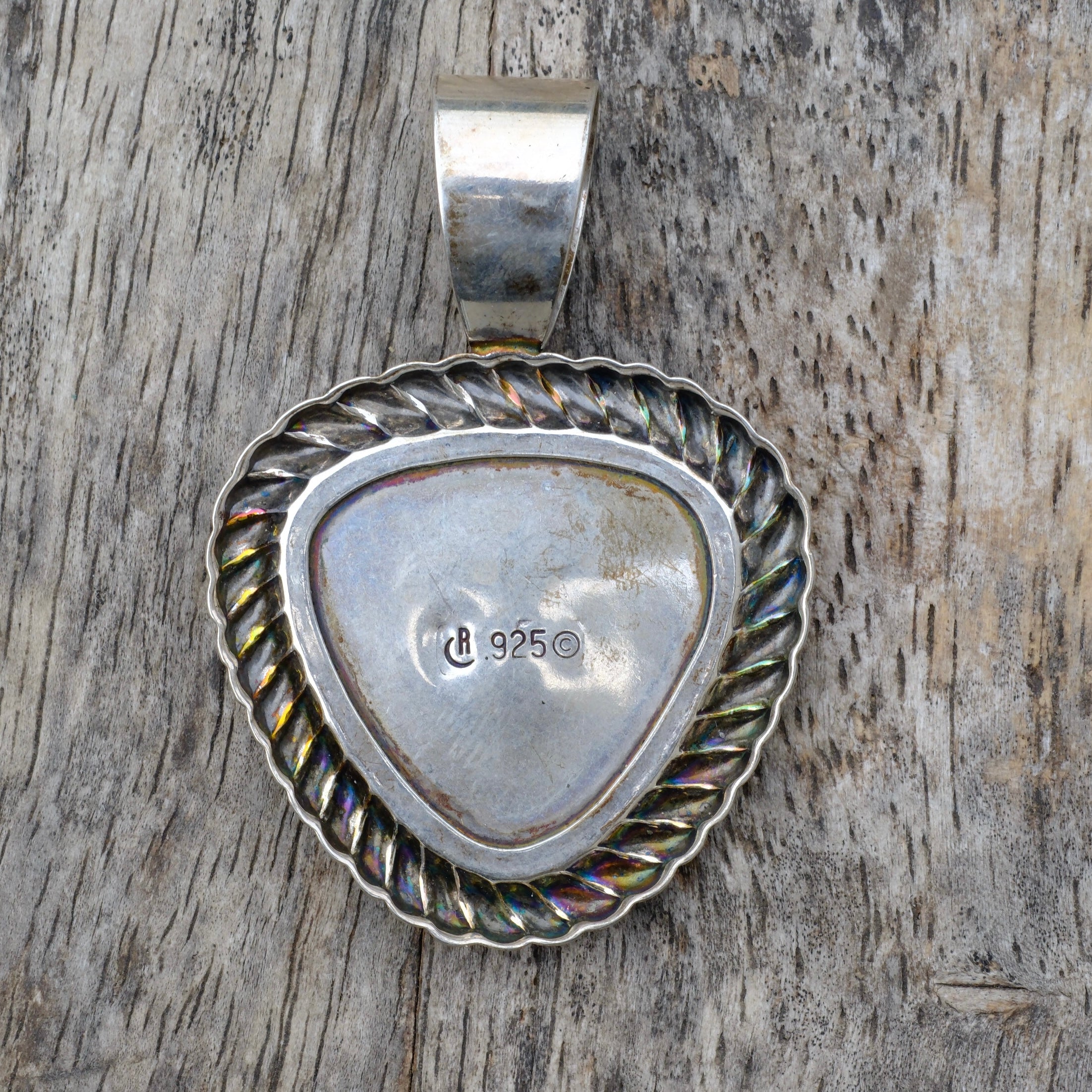 Vintage Sterling Multistone Inlay Pedant